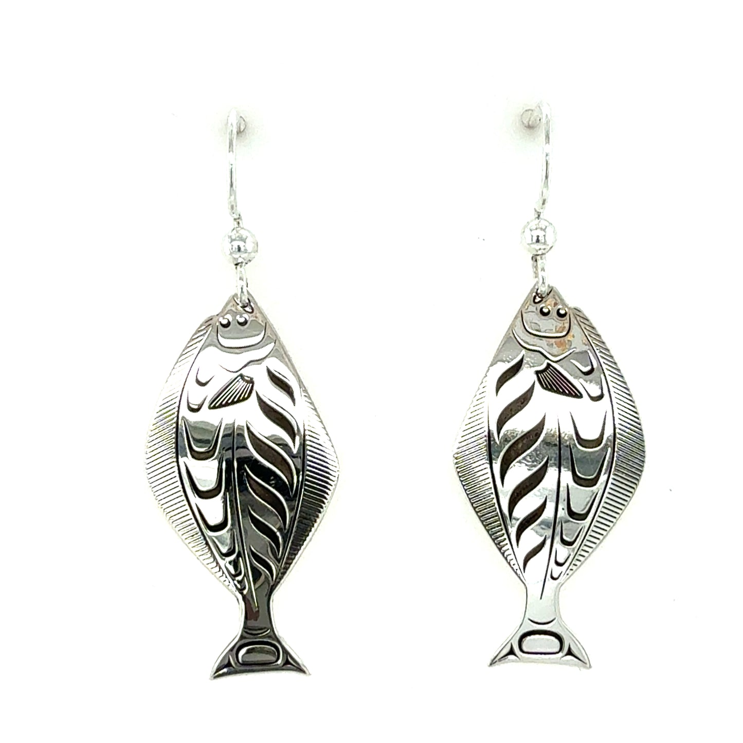 Earrings - Sterling Silver - Cutout - Halibut