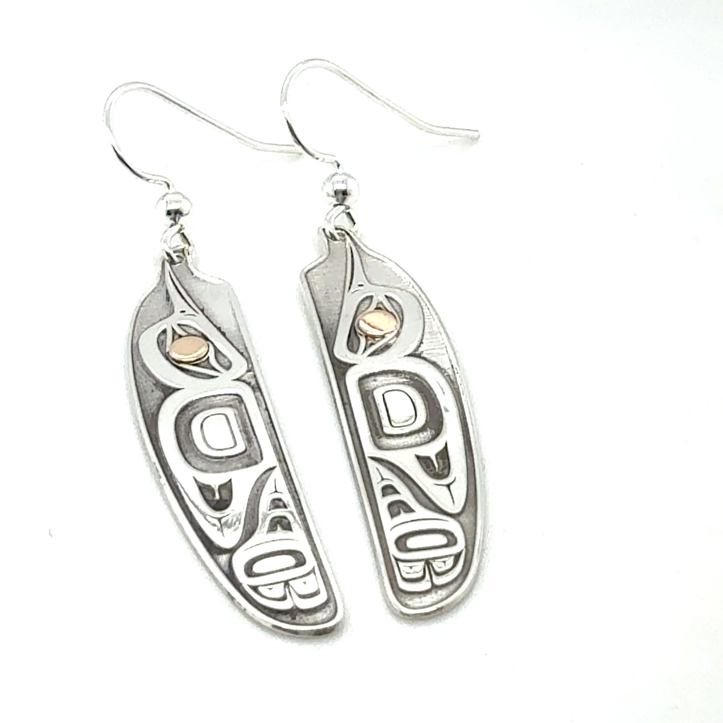 Earrings - Gold & Silver - Feather - Hummingbird