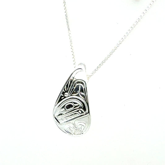 Pendant - Sterling Silver - Small - Teadrop - Orca