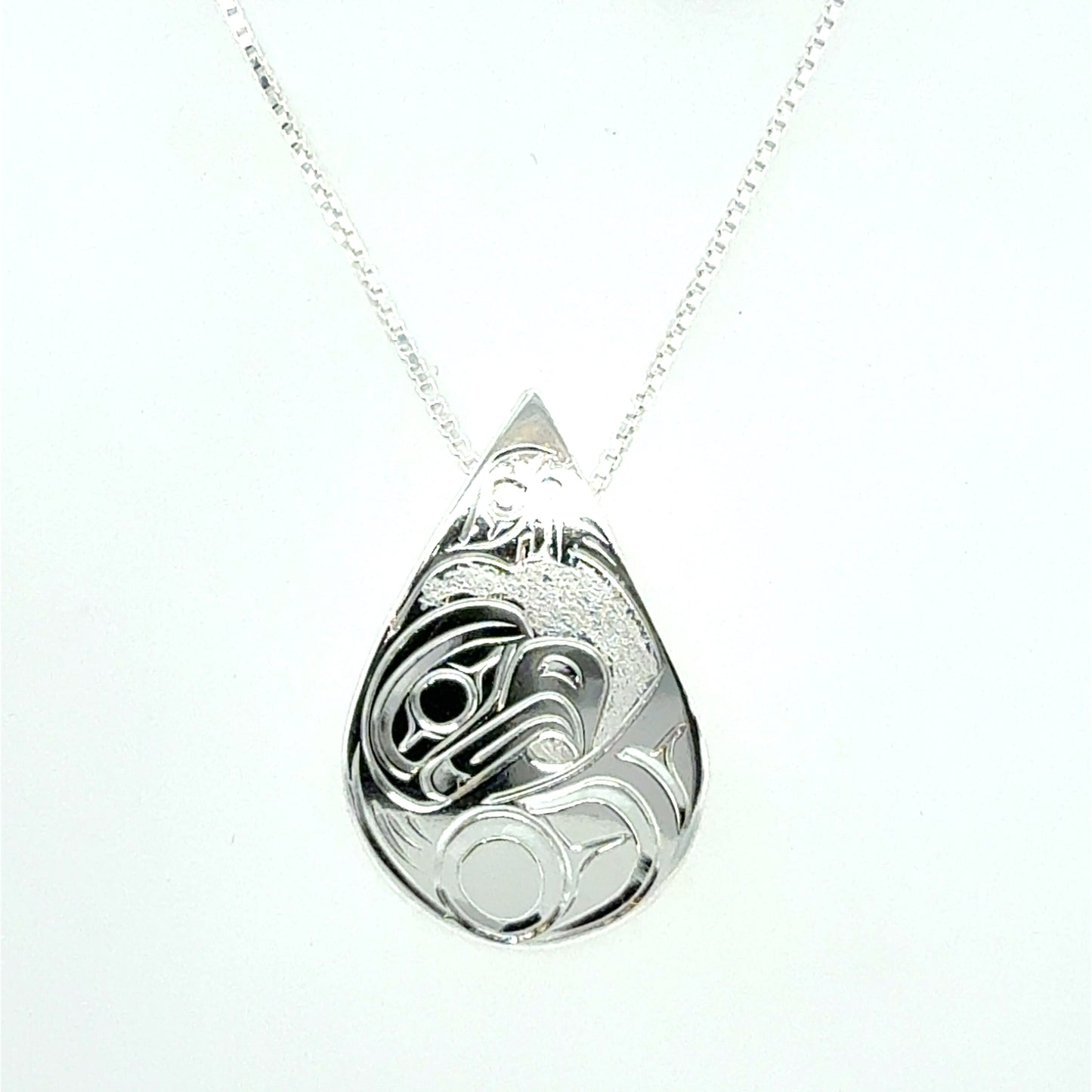 Pendant - Sterling Silver - Medium - Teardrop - Eagle Moon