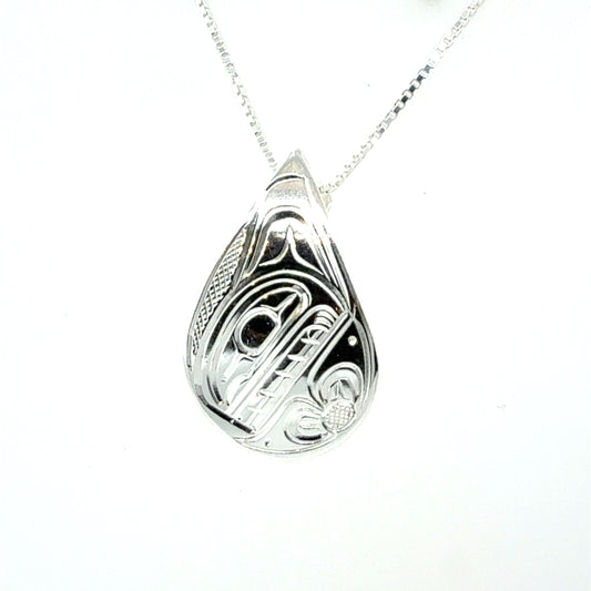 Pendant - Sterling Silver - Medium - Teardrop - Orca
