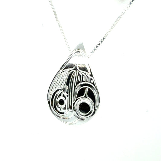 Pendant - Sterling Silver - Medium - Teardrop - Hummingbird
