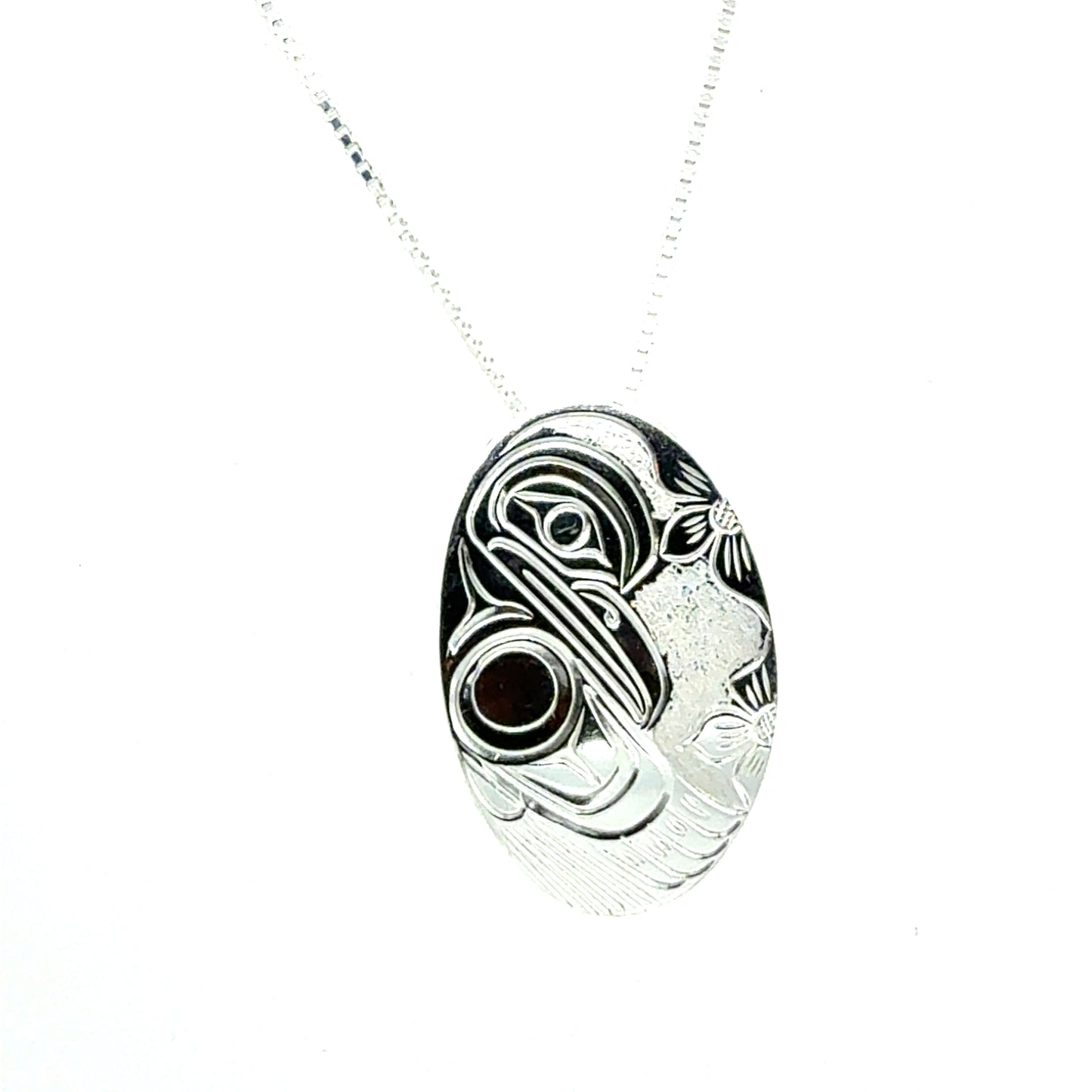 Pendant - Sterling Silver - Medium - Oval - Hummingbird