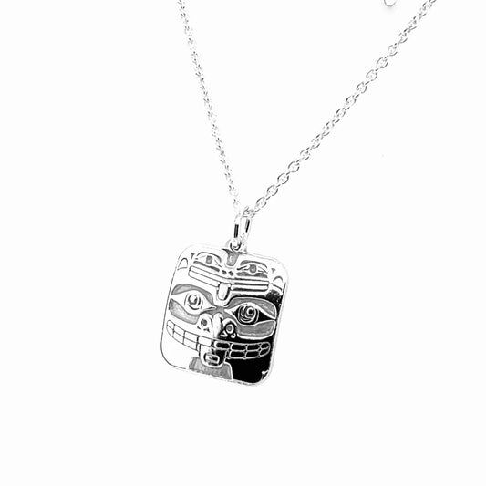 Pendant - Sterling Silver - Square - Bear & Frog - Mini - 15mm