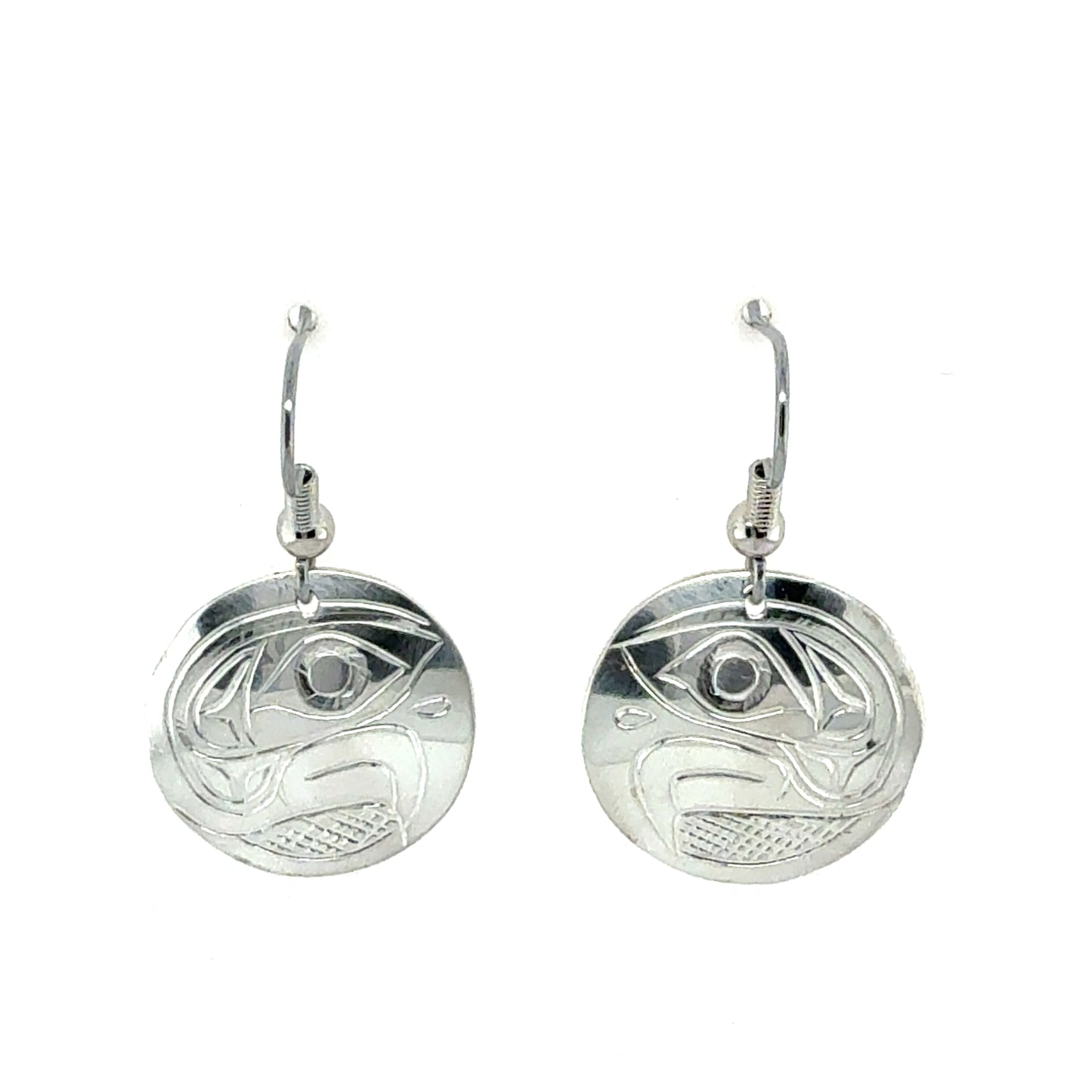 Earrings - Sterling Silver - Round - Eagle