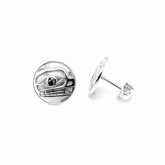 Earrings - Sterling Silver - Stud - Bear - Round - 12mm