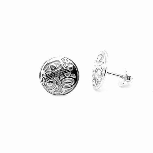 Earrings - Sterling Silver - Stud - Orca 2 - Round - 12mm
