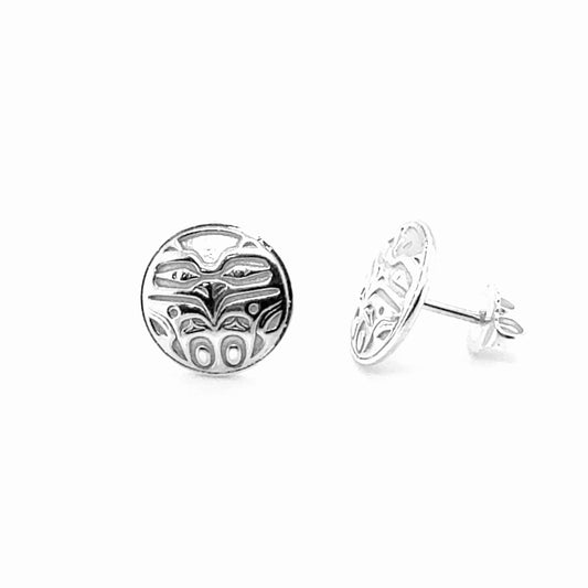 Earrings - Sterling Silver - Stud - Eagle Front - Round - 12mm