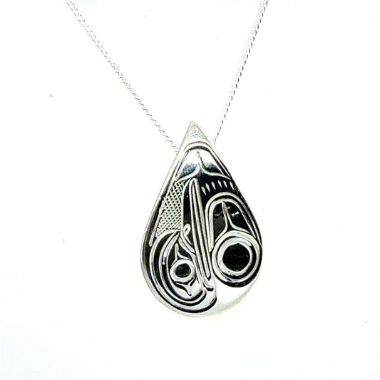 Pendant - Sterling Silver - Teardrop - Hummingbird