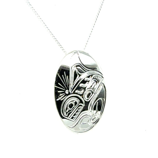 Pendant - Sterling Silver - Oval - Orca