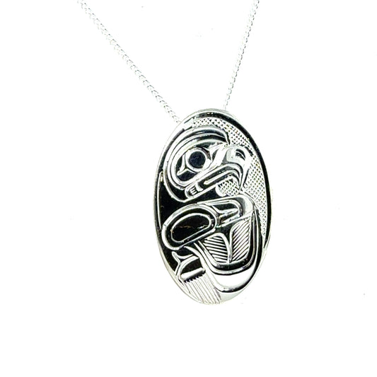 Pendant - Sterling Silver - Oval - Eagle