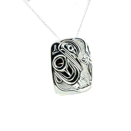 Pendant - Sterling Silver - Rectangle - Hummingbird