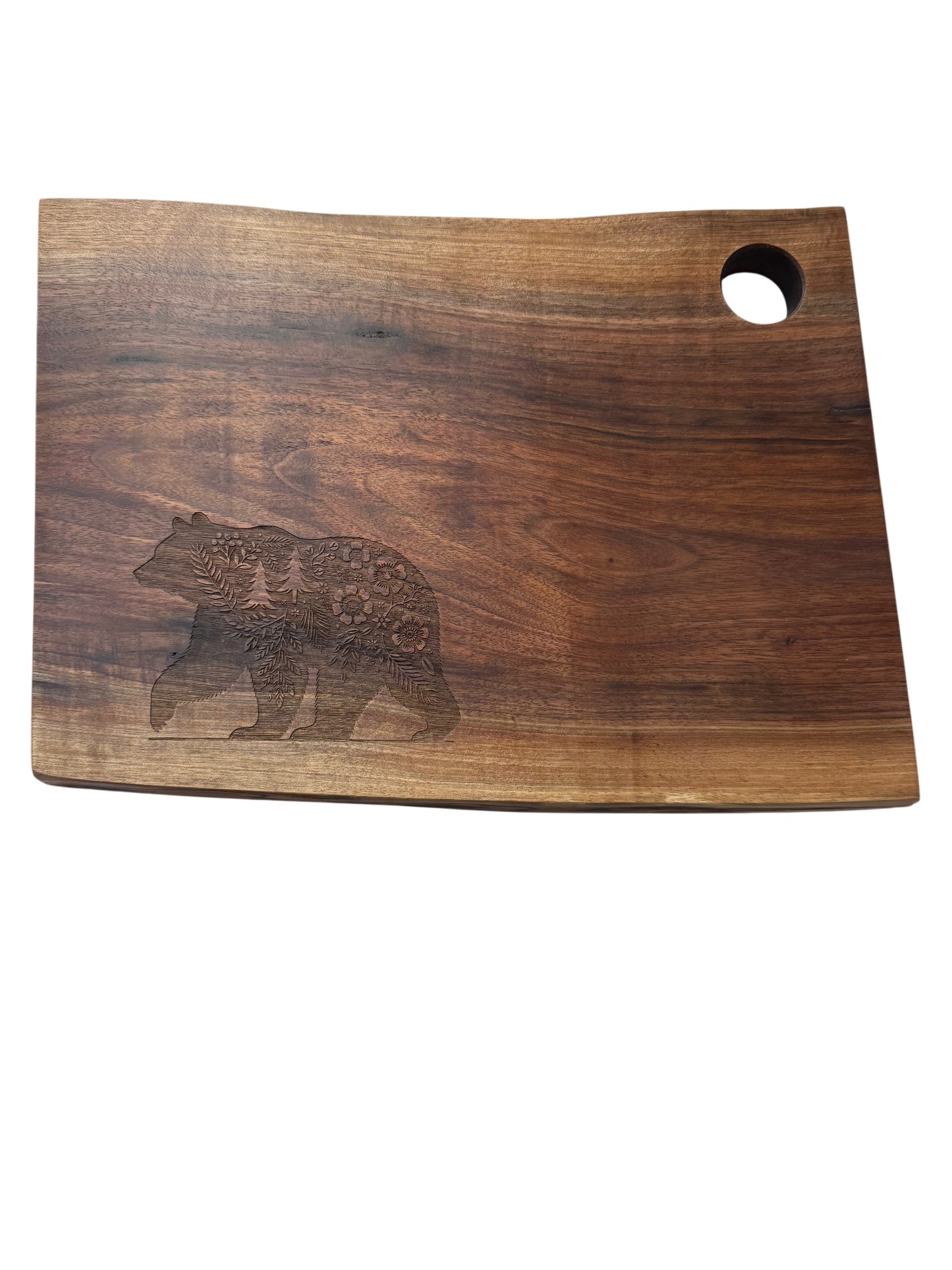 Serving Board - Canadian Walnut Wood - Flower Bear - Live Edge