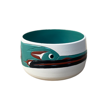 Ceramic Pot - Small - Hummingbird - Teal & Maroon
