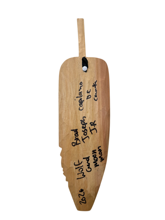 Wooden Plaque - Red Cedar - Feather - Wolf & Moon Man
