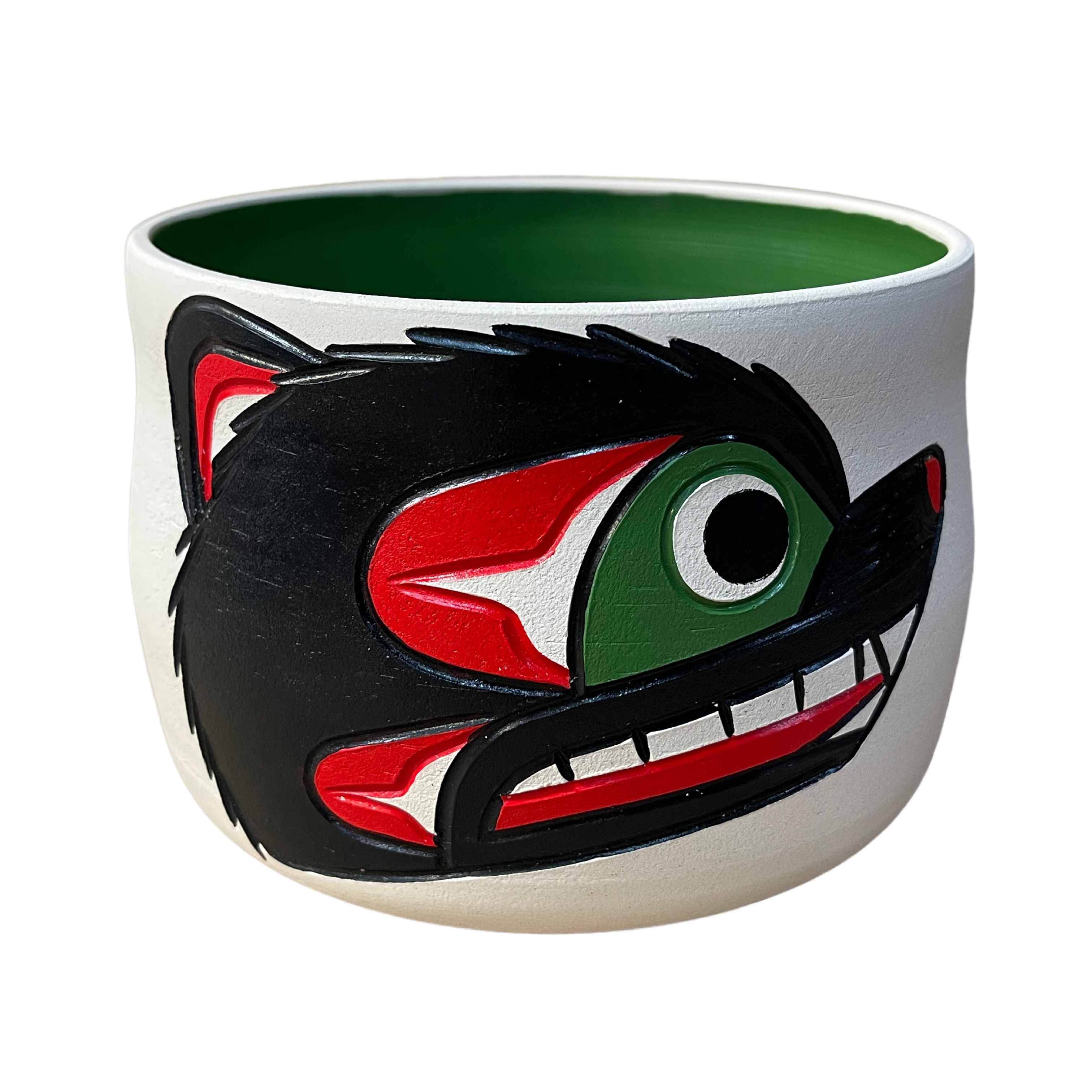 Ceramic Pot - Medium - Eagle &amp; Bear - Green