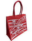 Tote Bag - Jute - Raven Red & White