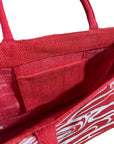 Tote Bag - Jute - Raven Red & White