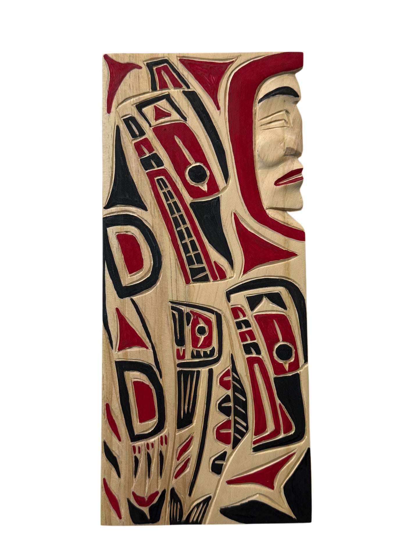 Wooden Plaque - Pine - Mini Panel - Moon Man, Wolf, Eagle, Salmon