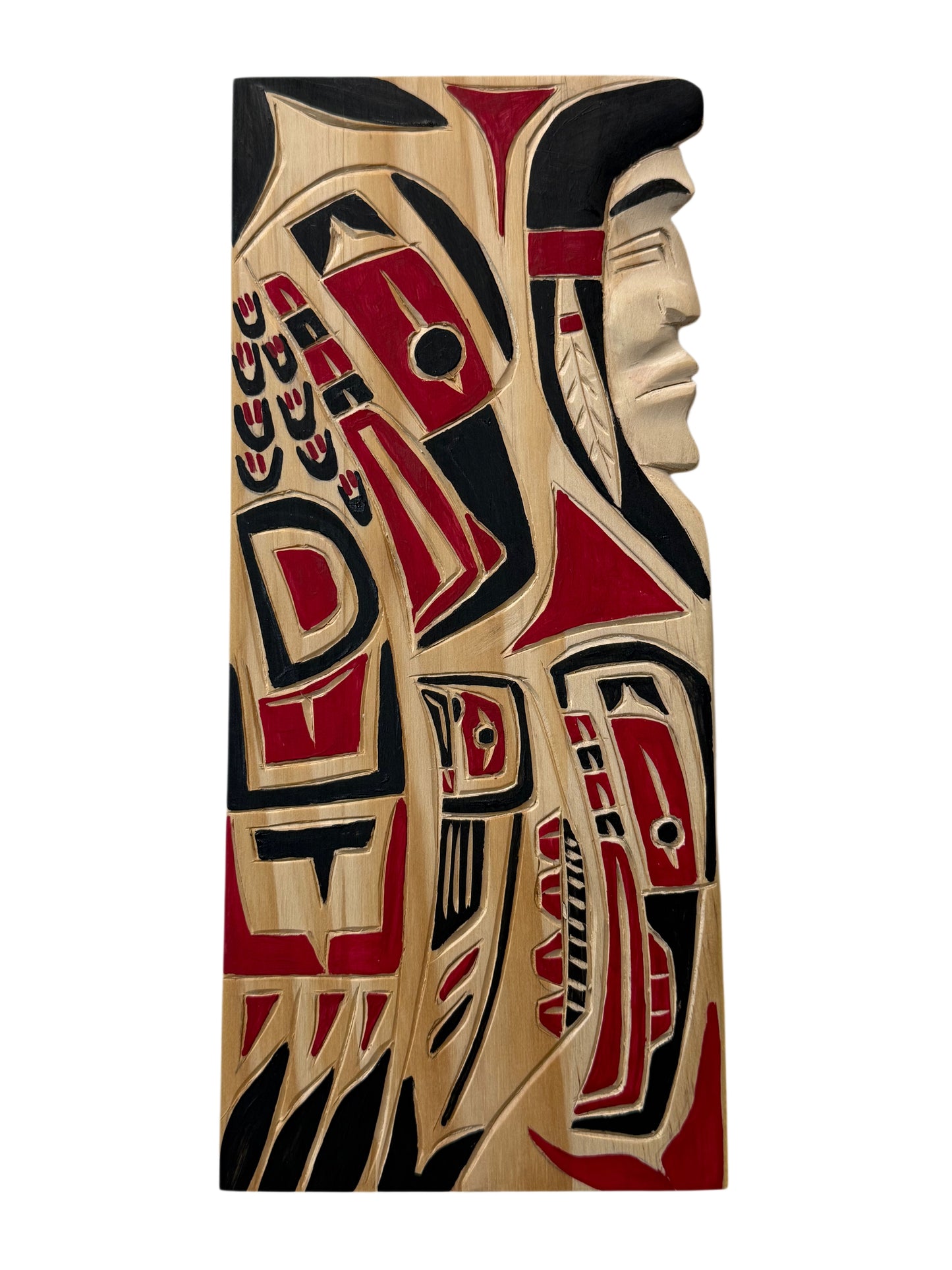 Wooden Plaque - Pine - Mini Panel - Chief, Eagle, Raven, Salmon