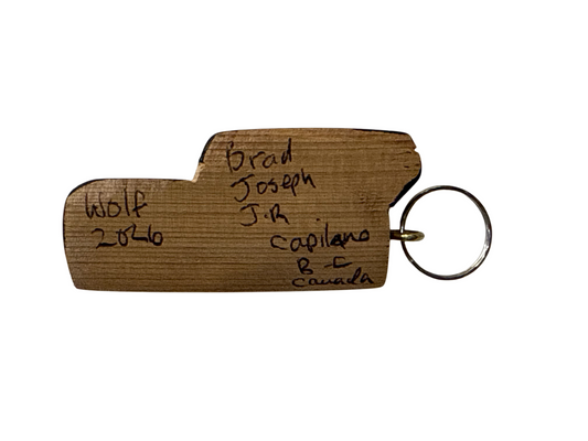 Wooden Keychain - Red Cedar - Wolf