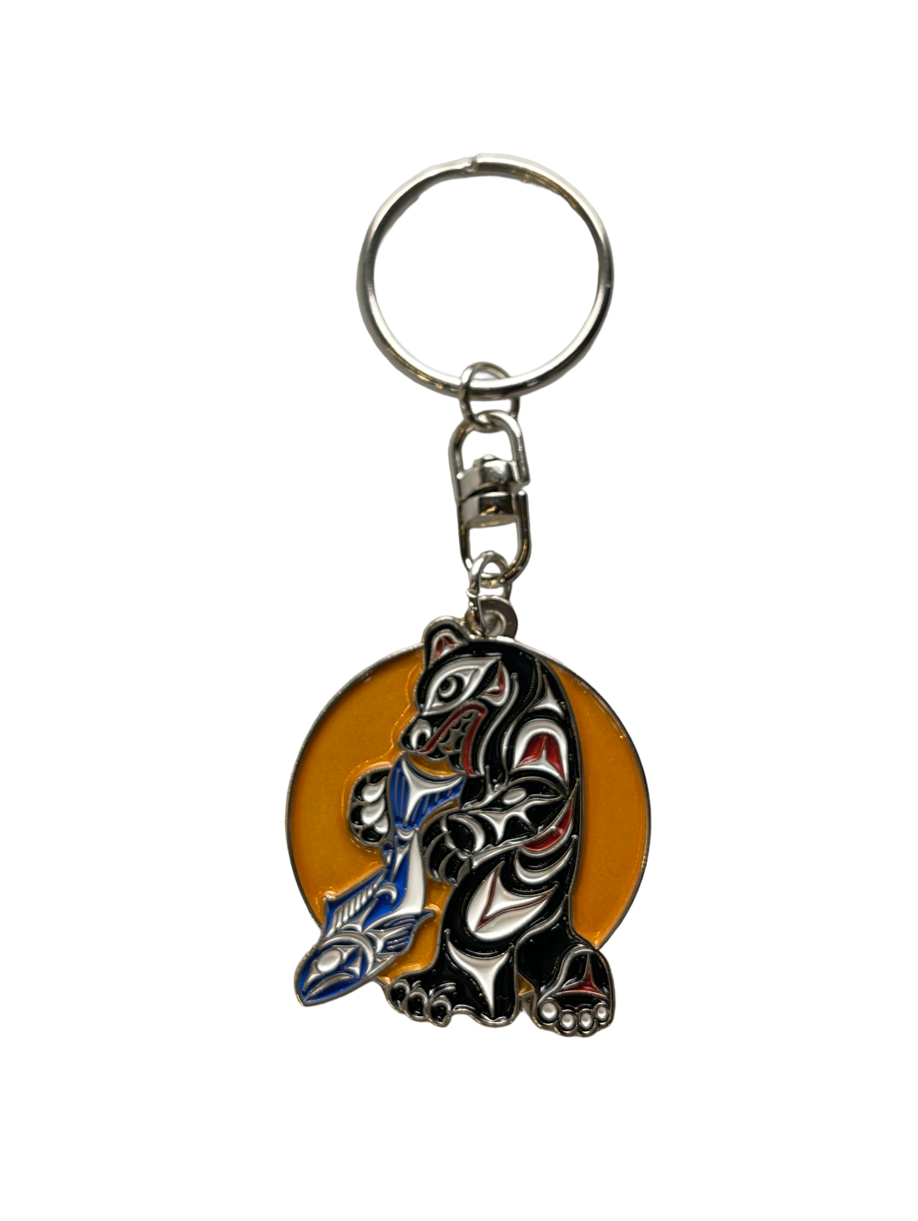 Keychain - Enamel - Harvest Share Bear &amp; Salmon