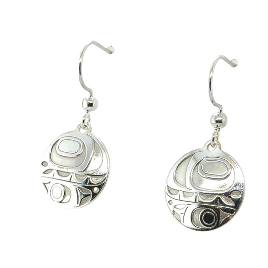 Earrings - Sterling Silver - Drop - Round - Orca - Small - 15mm