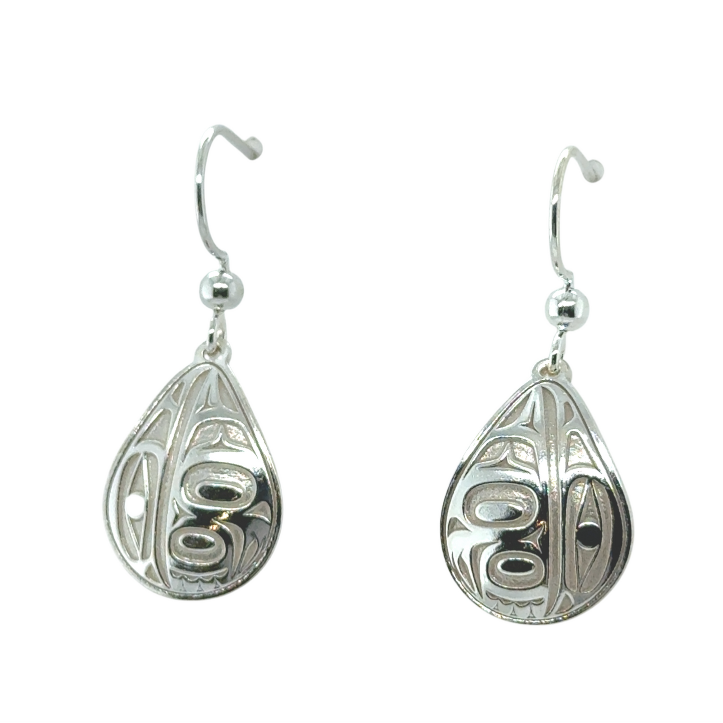 Earrings - Sterling Silver - Drop - Teardrop - Raven - Small - 19mm