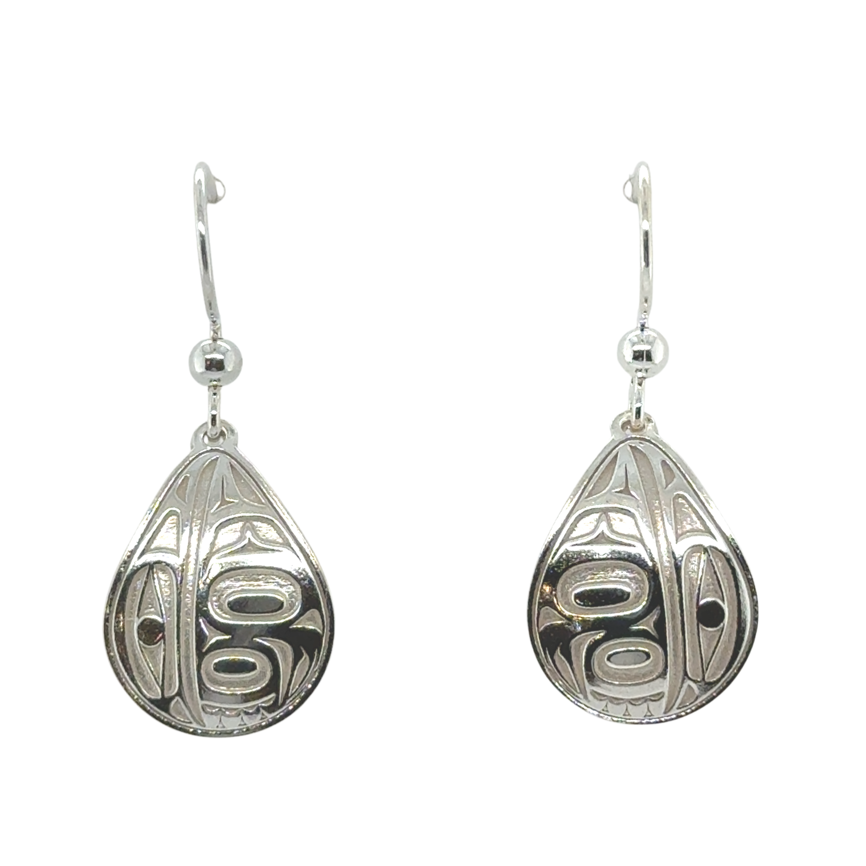Earrings - Sterling Silver - Drop - Teardrop - Raven - Small - 19mm