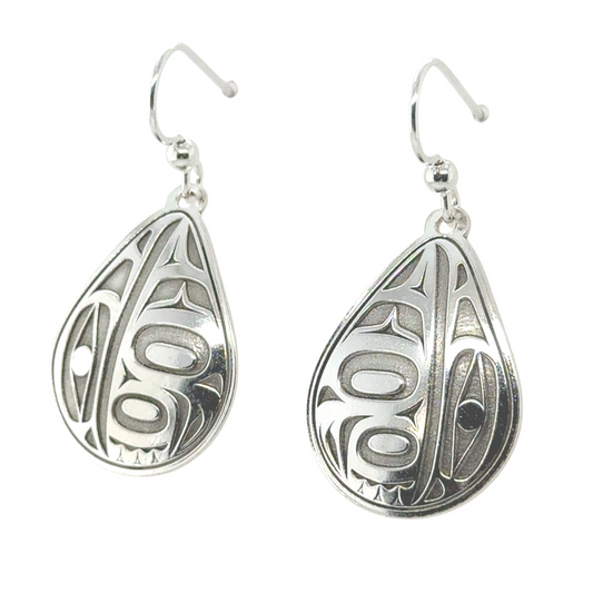 Earrings - Sterling Silver - Drop - Teardrop - Raven - Medium - 28mm