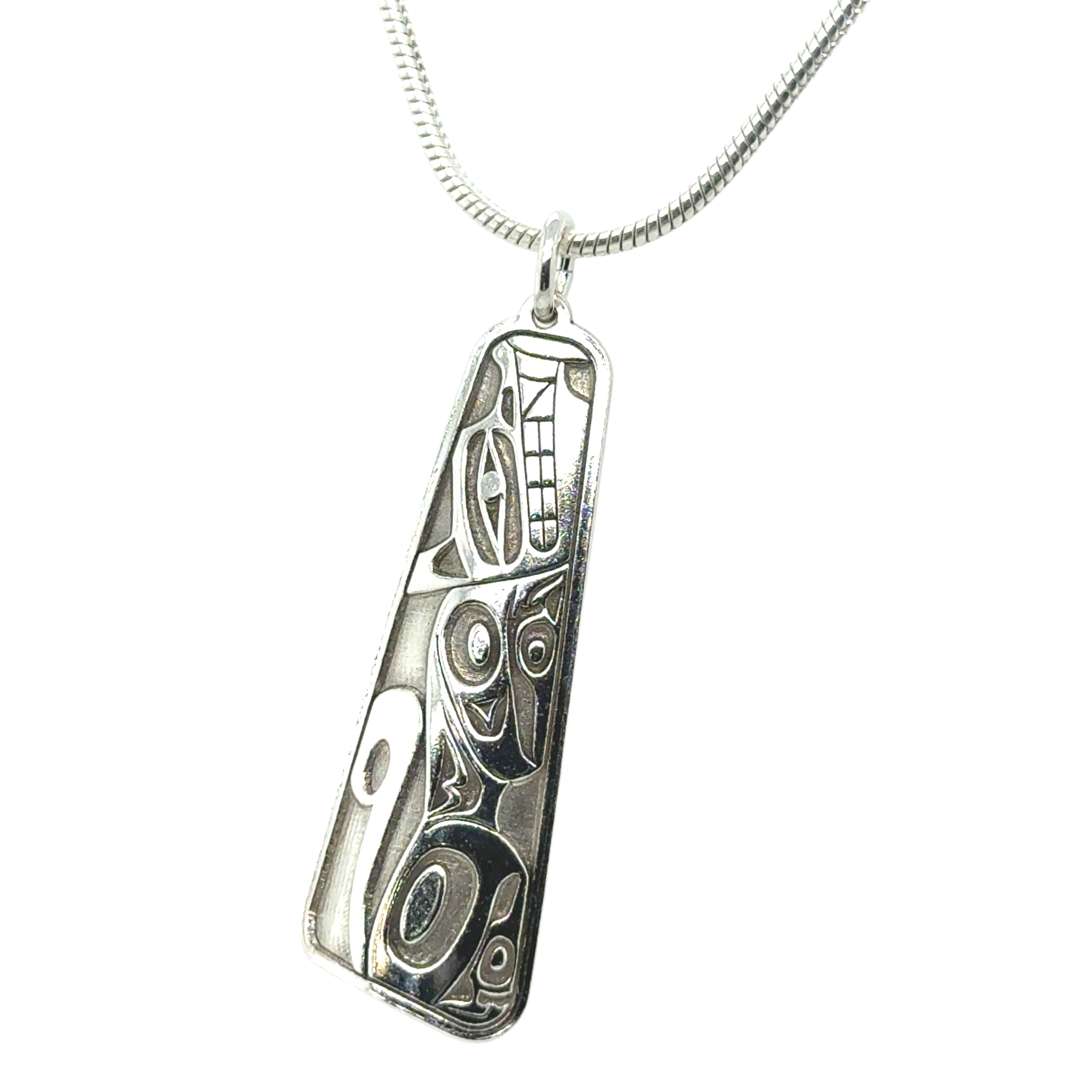 Pendant - Sterling Silver - Triangle - Wolf - 38mm