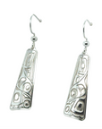 Earrings - Sterling Silver - Drop - Triangle - Long - Raven - 32mm
