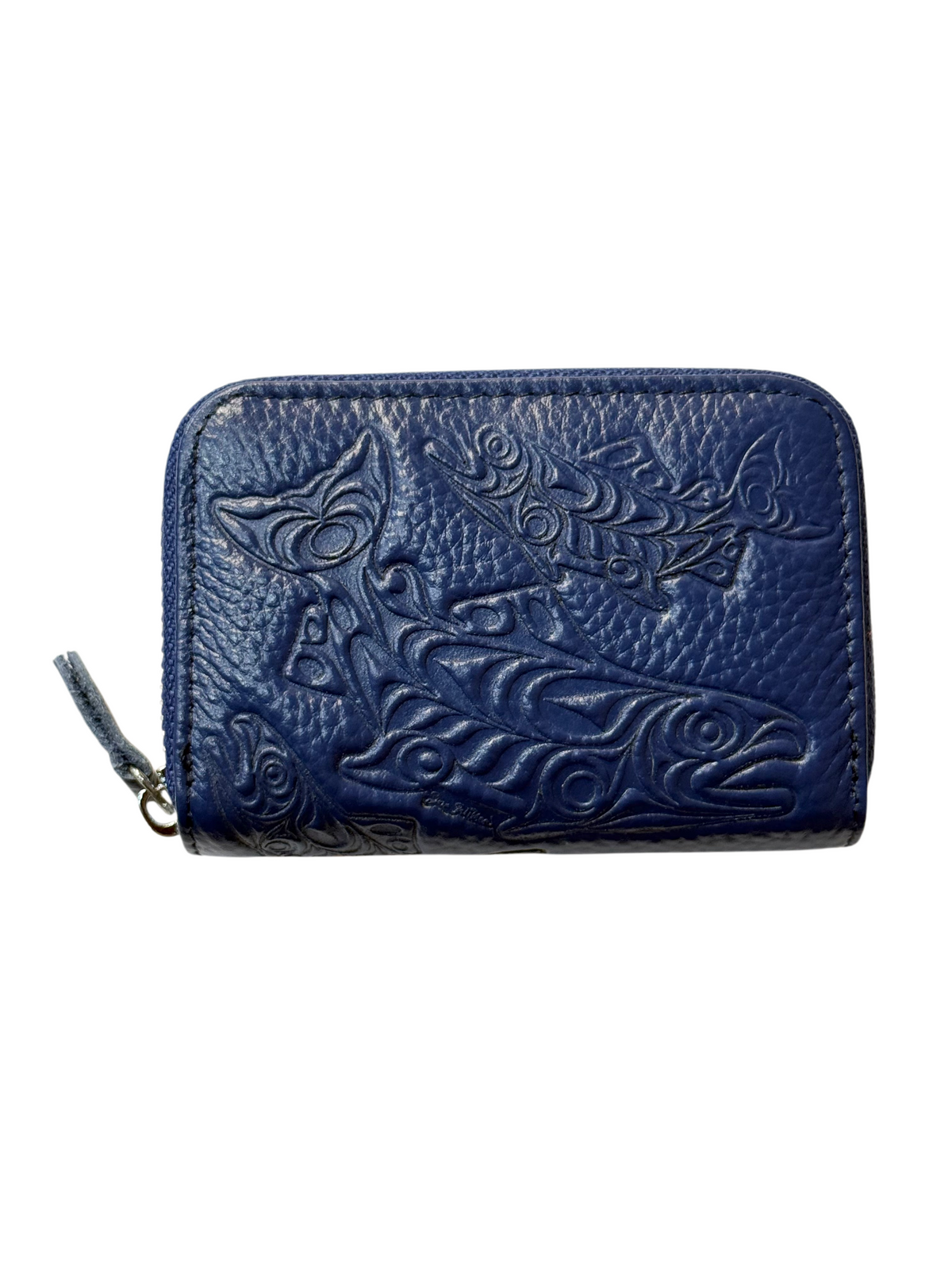 Cardholder - Leather - Navy - Salmon