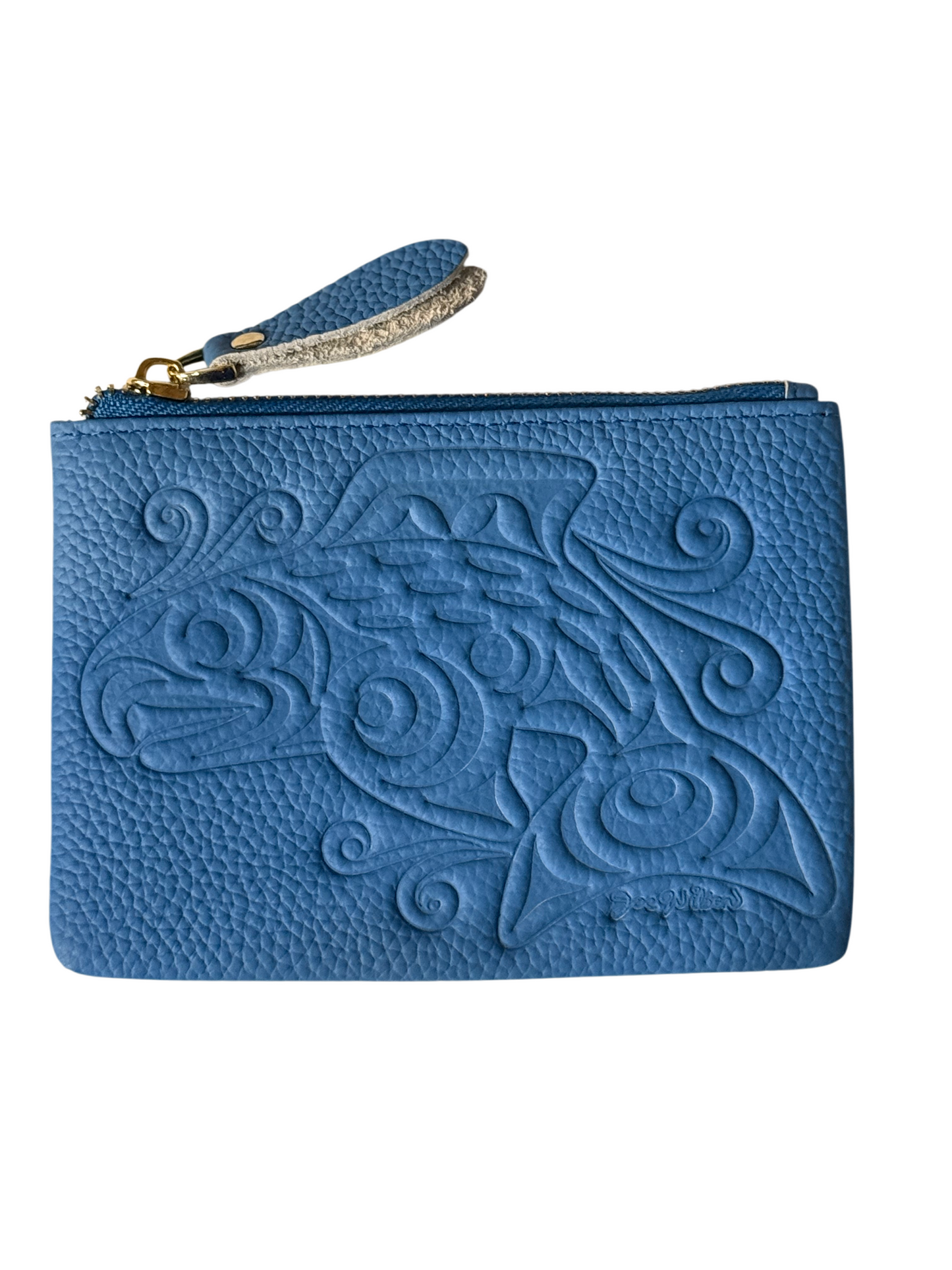 Coin Purse - Leather - Blue - Salmon