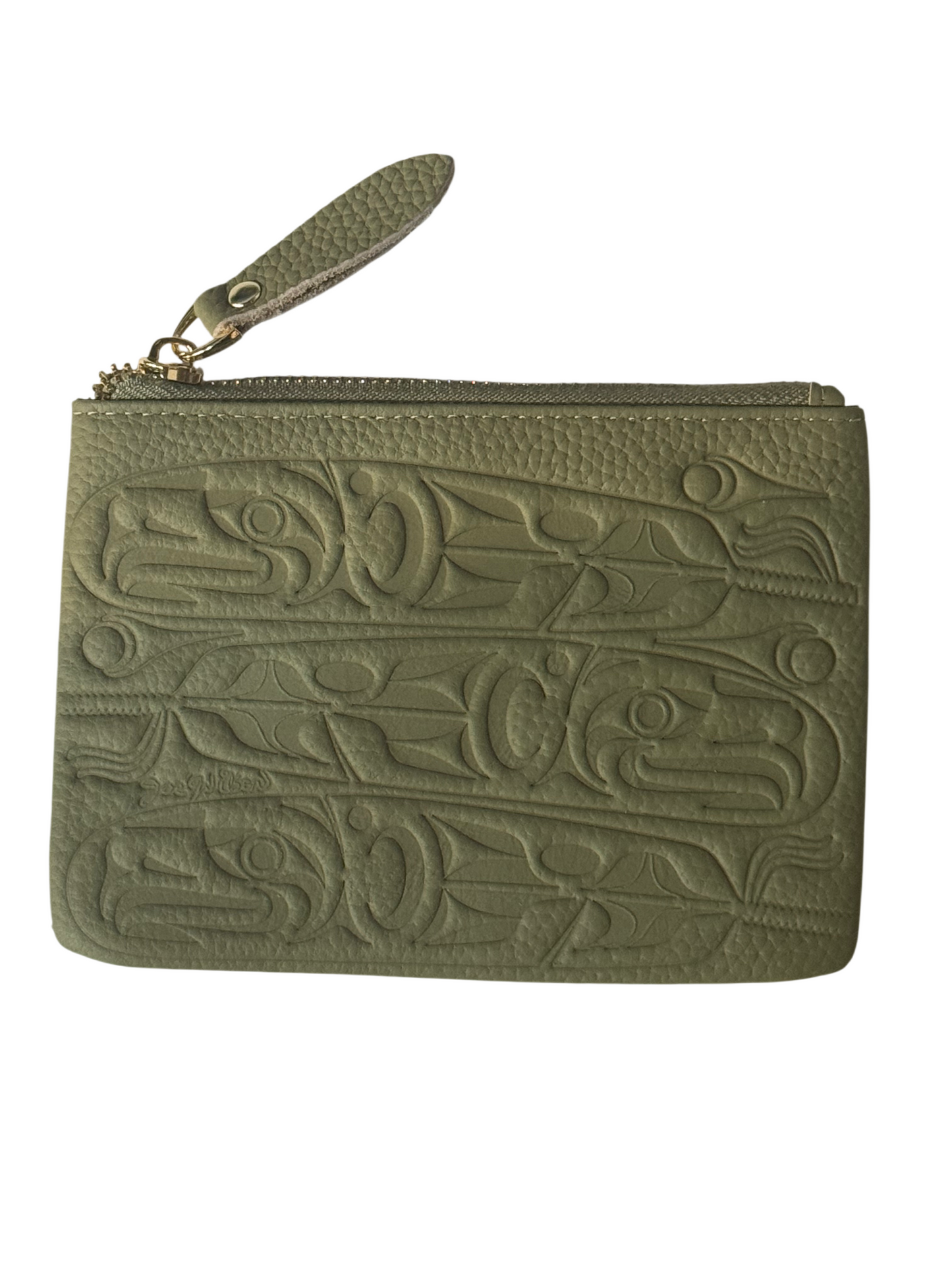 Coin Purse - Leather - Sage - Eagle Feather