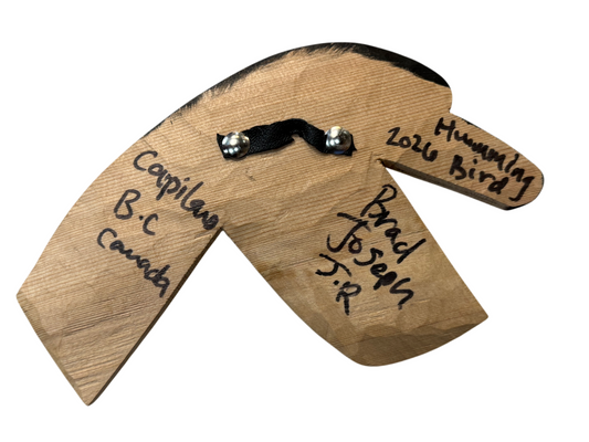 Wooden Plaque - Red Cedar - Hummingbird - Blue - Left Facing