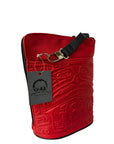 Purse - Compact Crossbody - Deerskin - Bear - Red