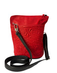 Purse - Compact Crossbody - Deerskin - Bear - Red