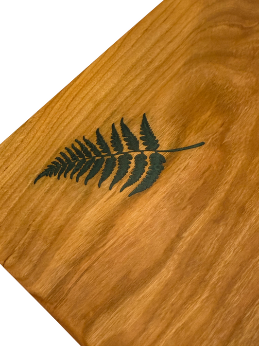 Serving Board - Canadian Cherry Wood - Green Fern