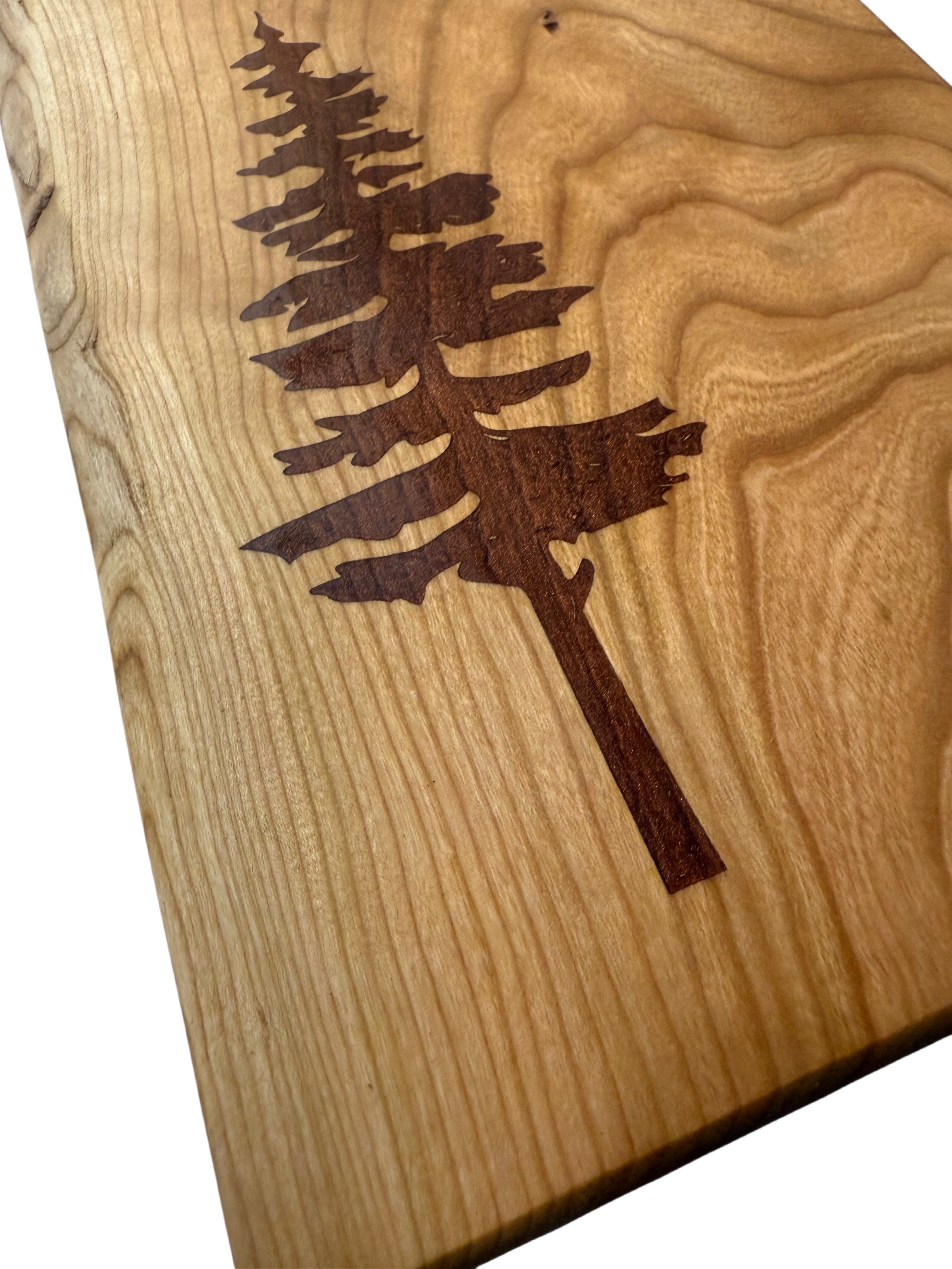 Serving Board - Canadian Cherry Wood - Live Edge - Sitka Tree