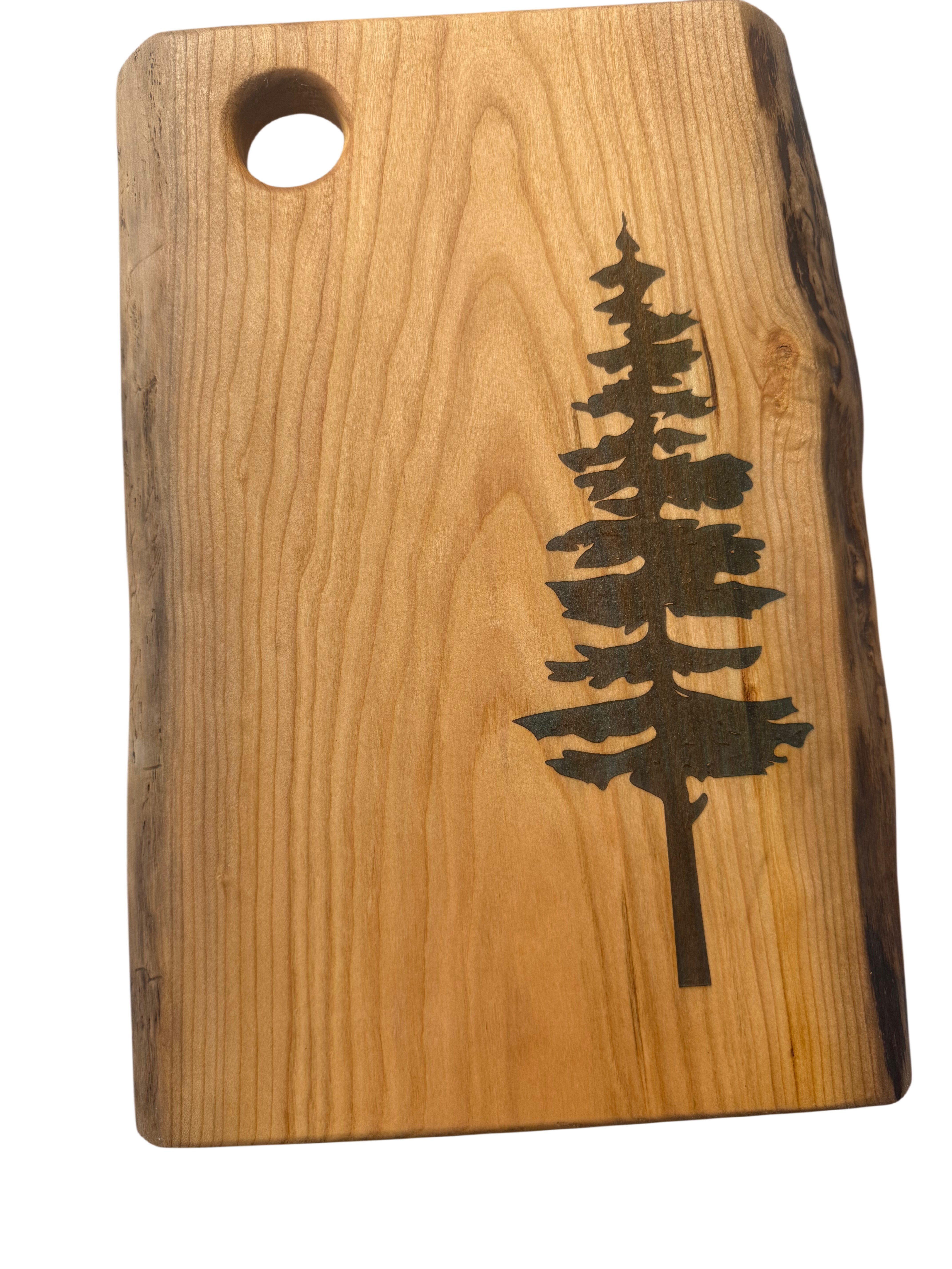 Serving Board - Canadian Cherry Wood - Live Edge - Sitka Tree