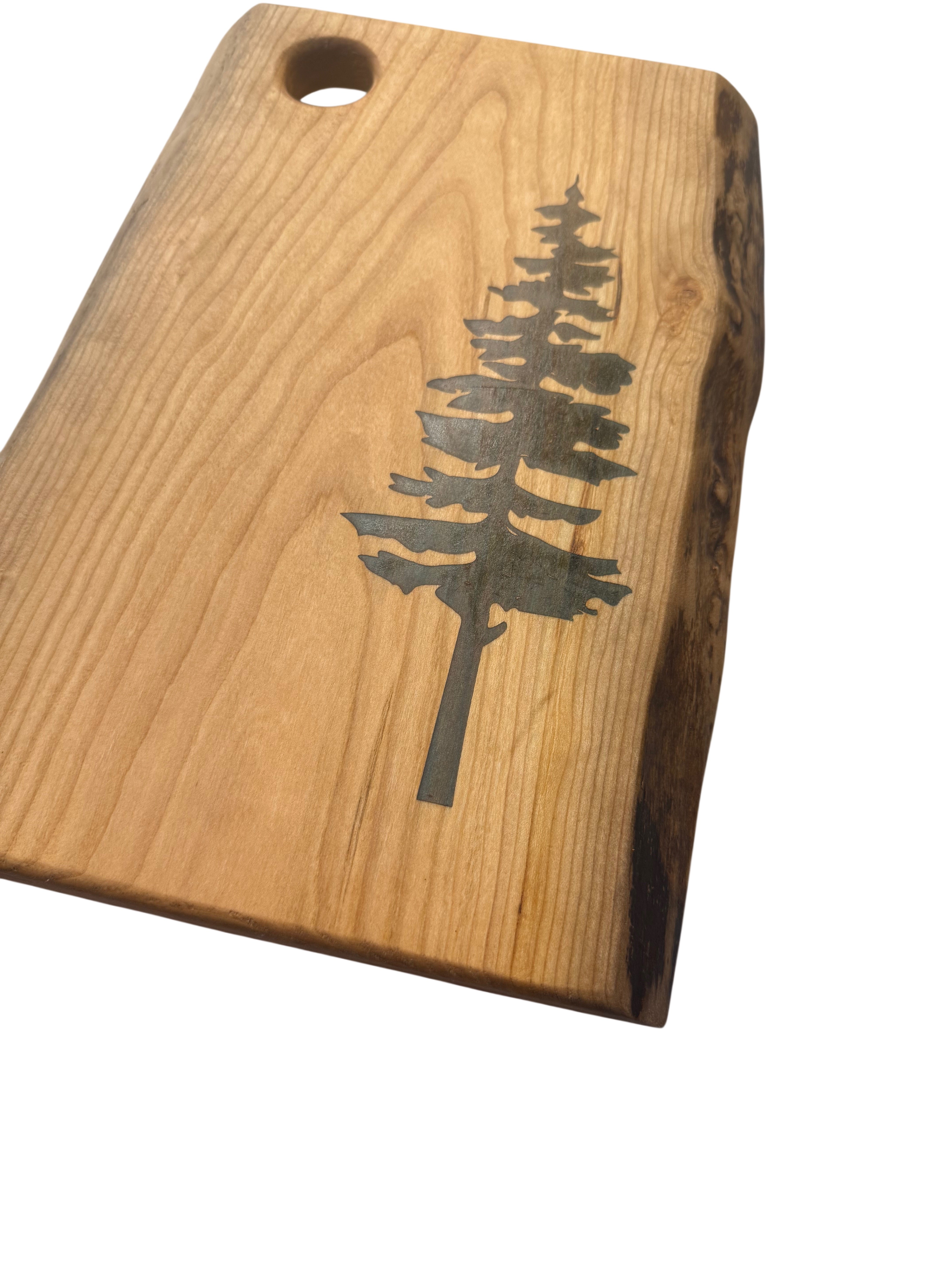 Serving Board - Canadian Cherry Wood - Live Edge - Sitka Tree