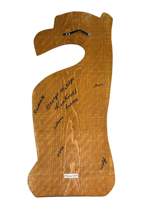 Wood Plaque - Pine - Raven, Human, Salmon, Orca, & Wolf