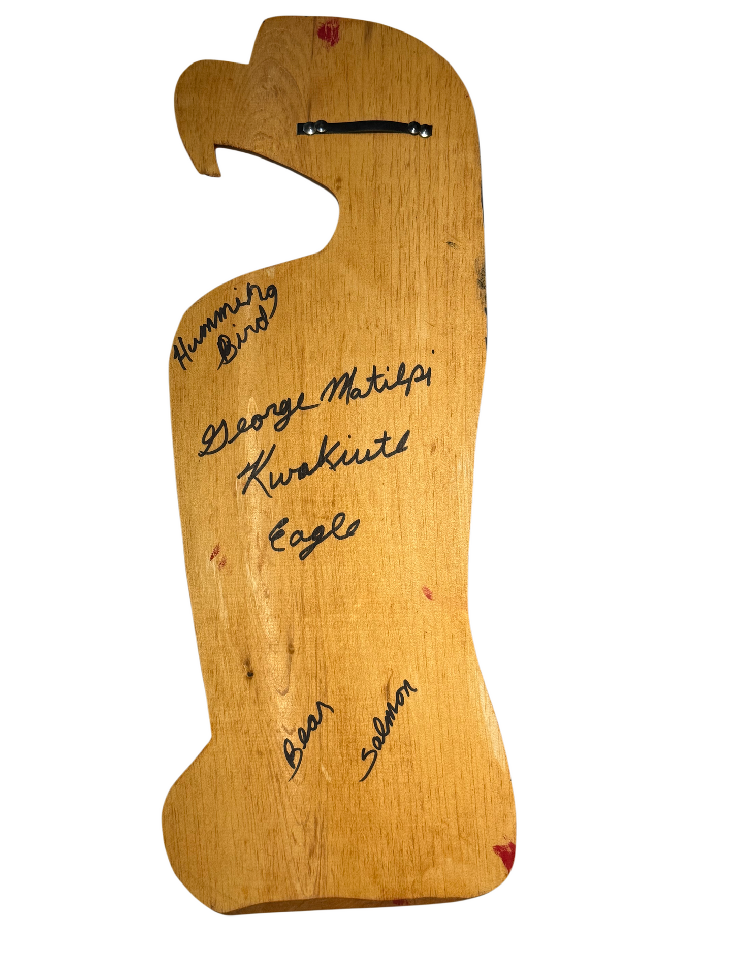 Wood Plaque - Pine - Eagle, Hummingbird, Bear, & Salmon