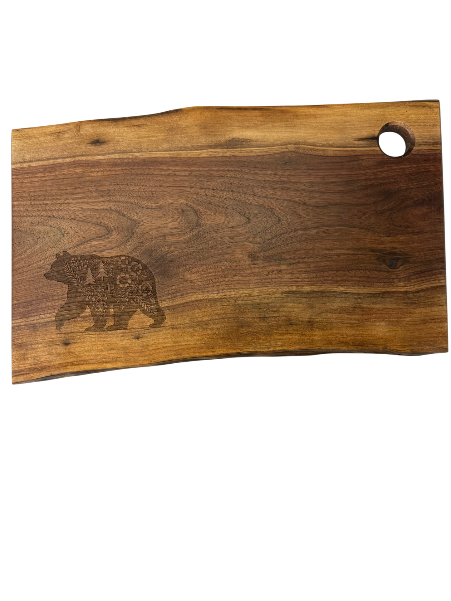 Serving Board - Walnut - Live Edge - Flower Bear