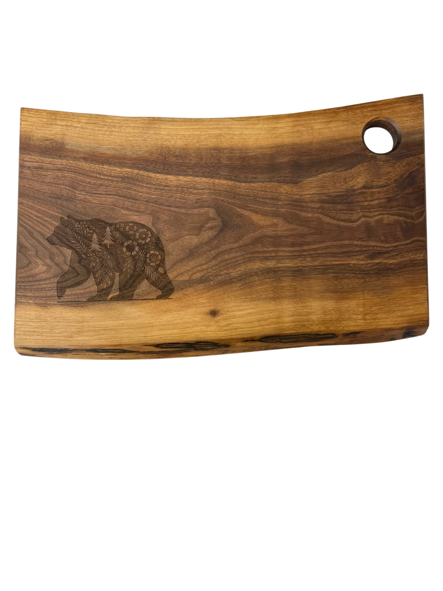 Serving Board - Walnut - Live Edge - Flower Bear
