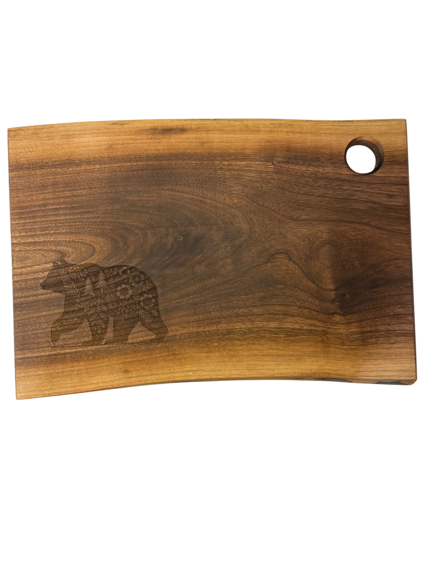 Serving Board - Walnut - Live Edge - Flower Bear