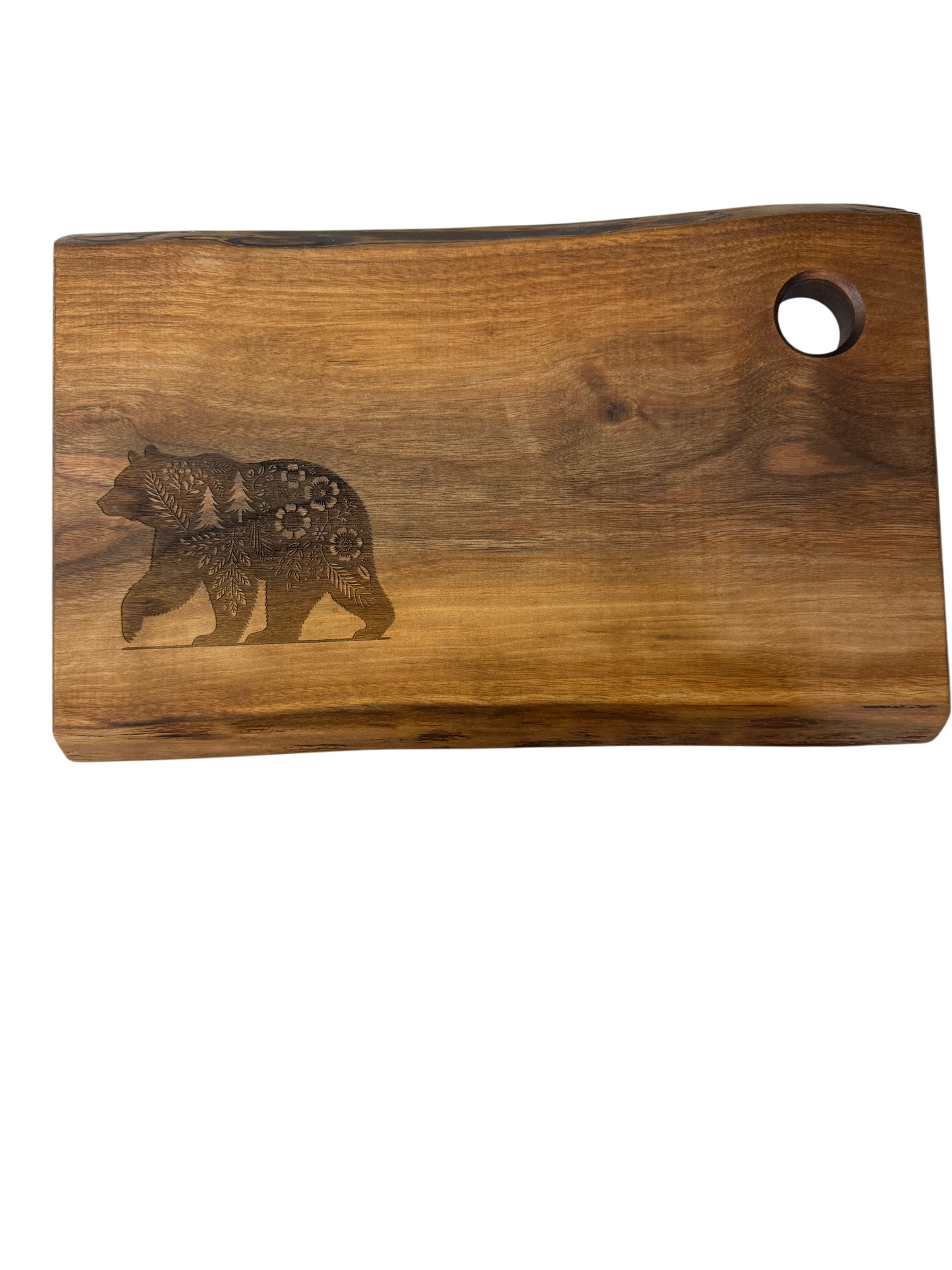 Serving Board - Walnut - Live Edge - Flower Bear