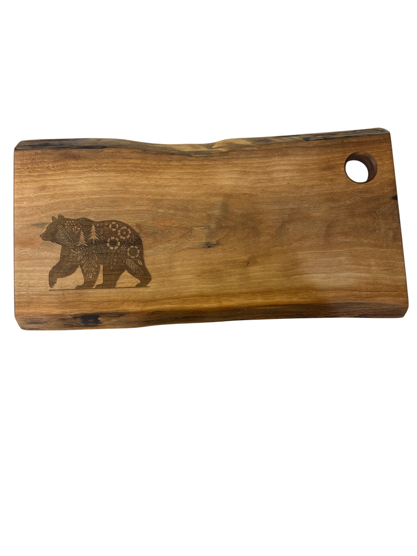 Serving Board - Walnut - Live Edge - Flower Bear