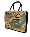 Tote Bag - Jute - Salmon - Turquoise